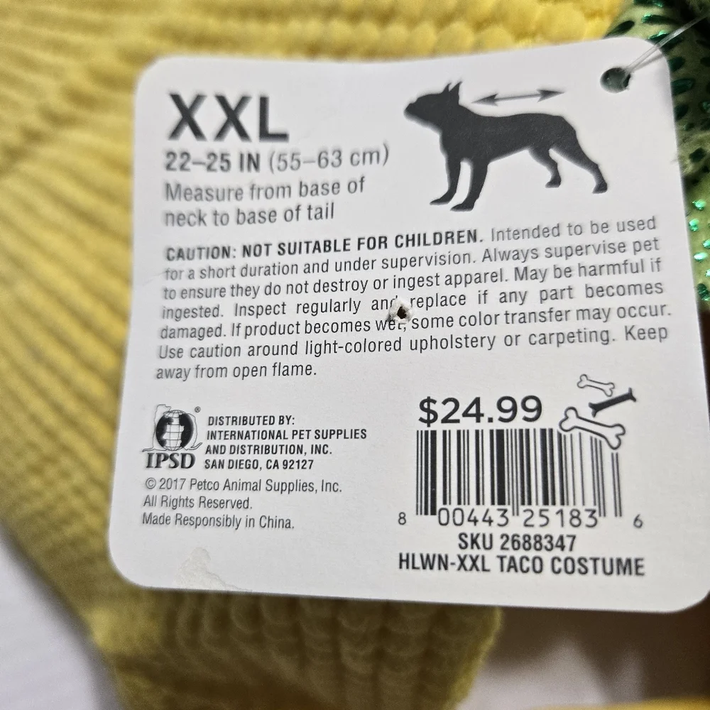 TACO Dog 🌮  Dog Halloween Costume Taco Costume Pet BOOTIQUE Size XXL   NEW - Picture 10 of 11